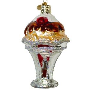 Old World Christmas 4" Ice Cream Sundae Glass Ornament Dessert Foodie Gift